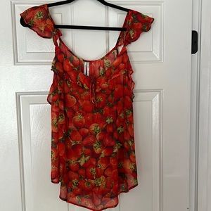 Anthropologie strawberry chiffon top